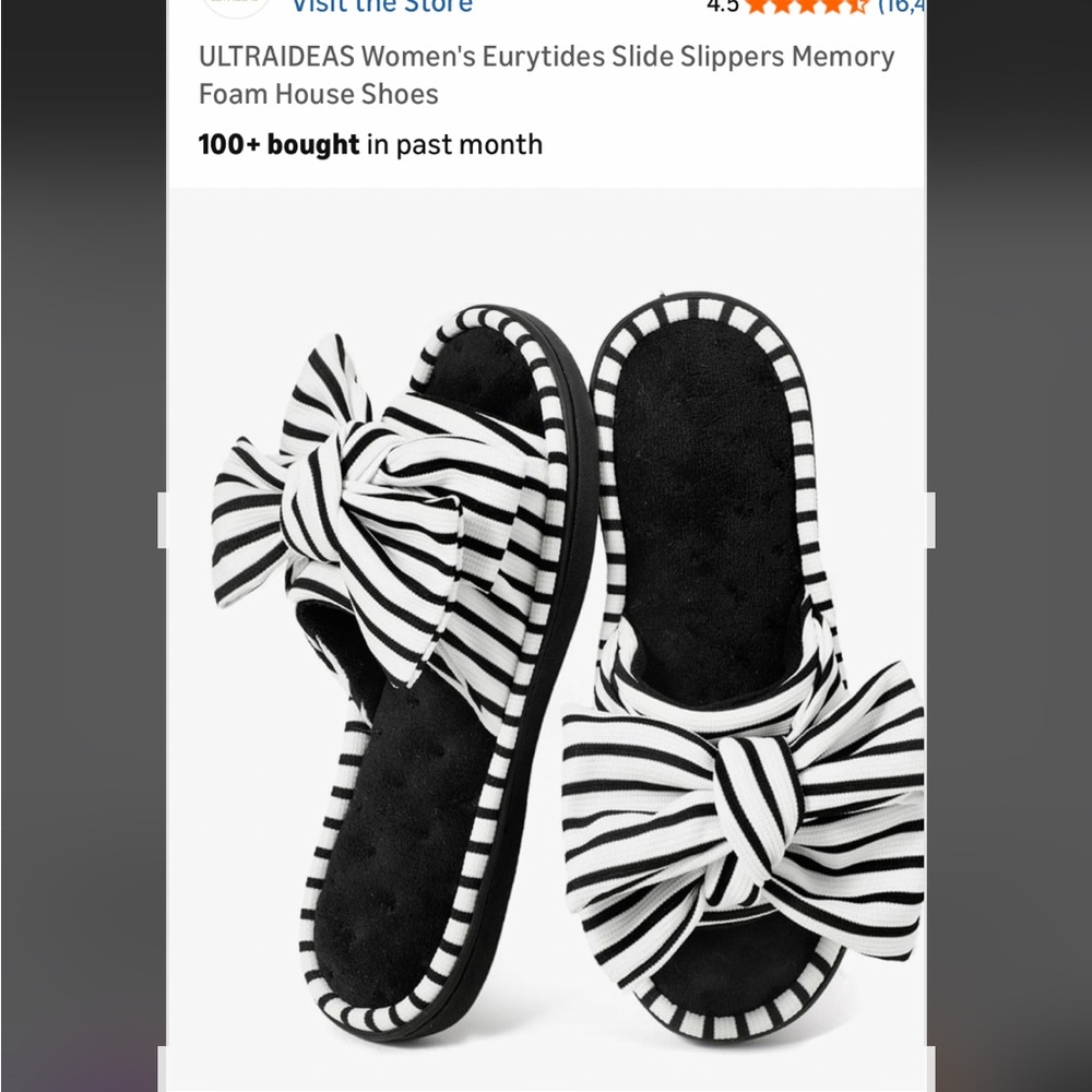 Women's Black and White Striped Slippers